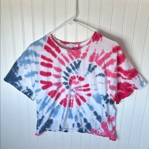 Caution To The Wind Red and Blue Tie-Dye Short Sleeve Tee